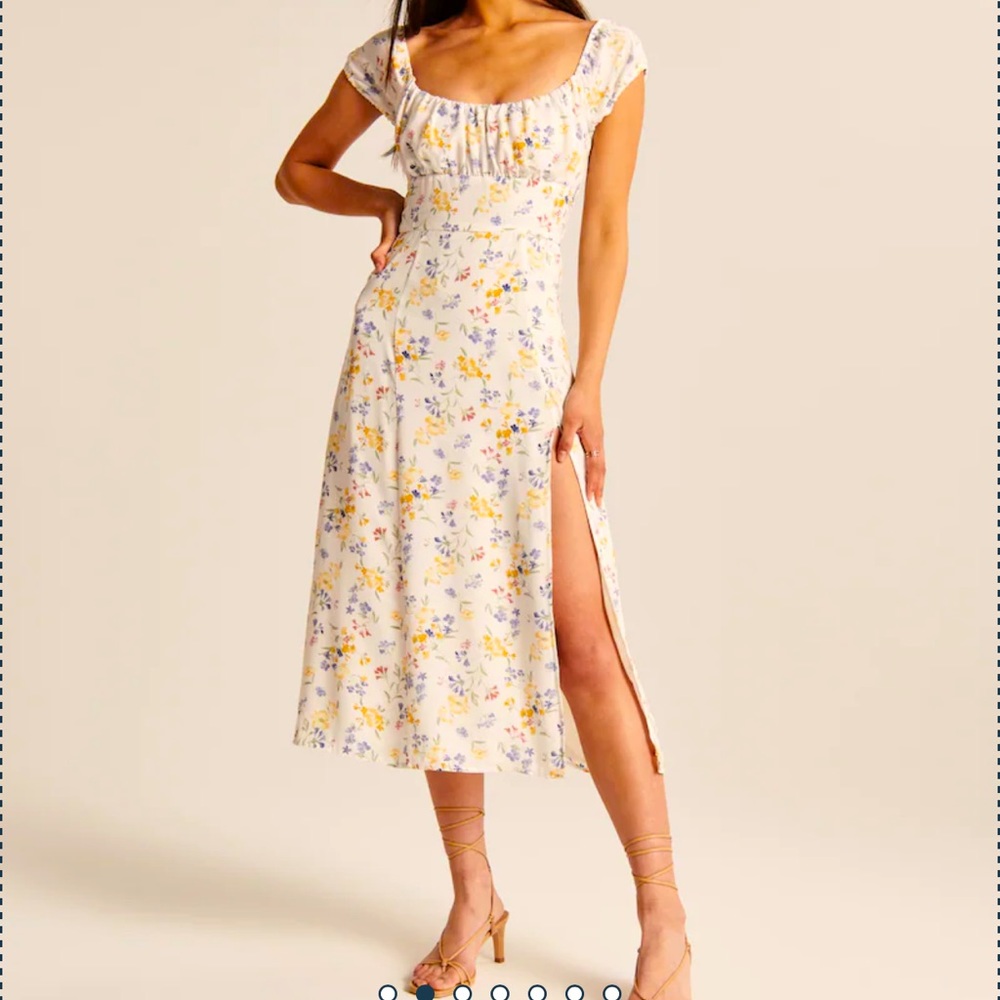 ABRERCROMBIE OFF SHOULDER Cap sleeve scoop neck midi dress w/ slit  NWT